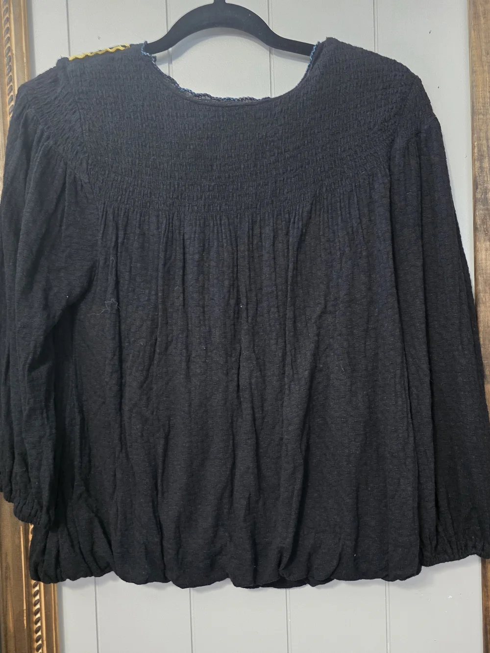 Free People Black Tunic with Yellow Embroidered Yoke